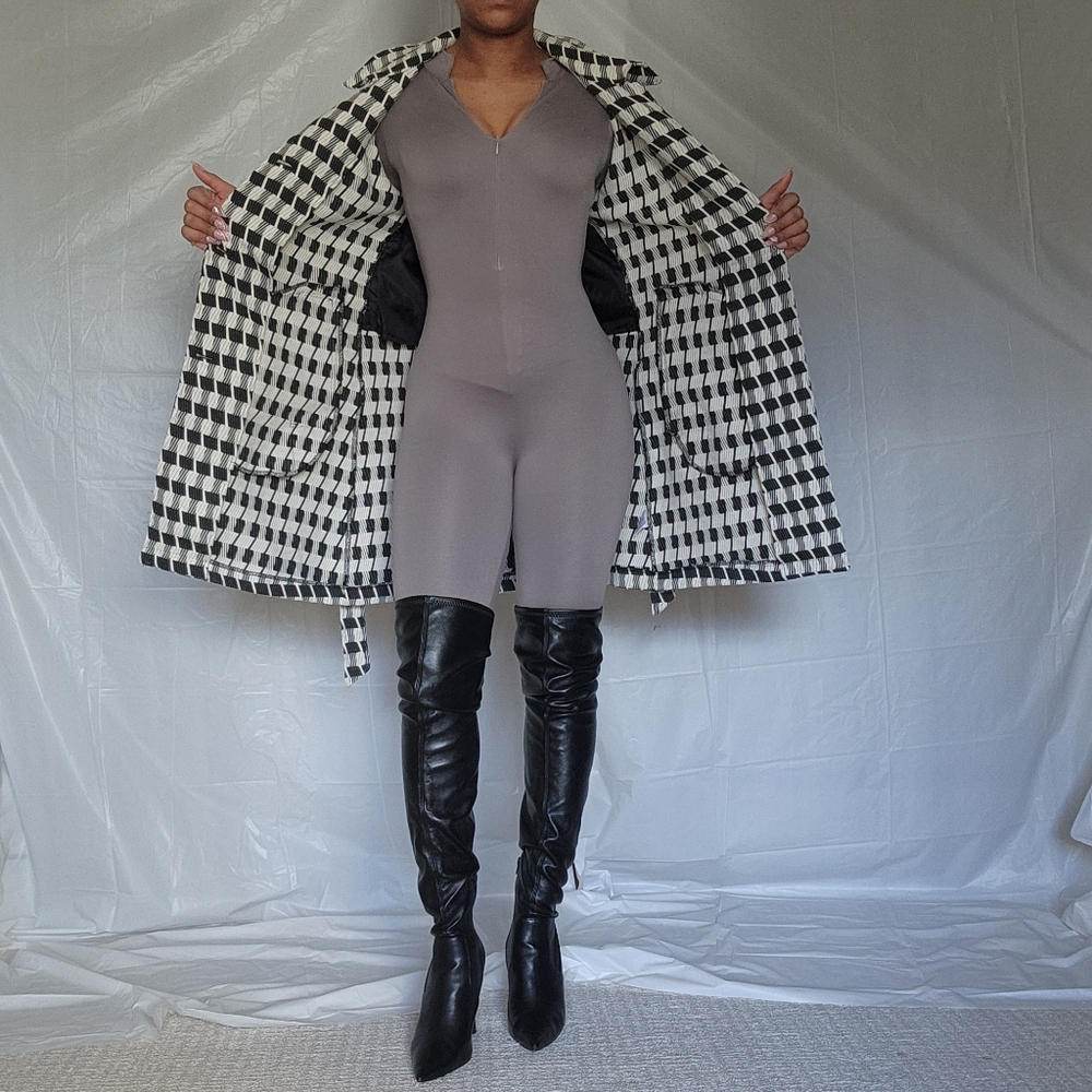 WEEK& Geometric Houndstooth Belted Coat - Picture 5 of 14